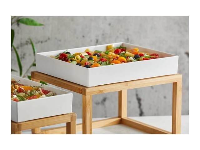 Venezia, vassoio rettangolare gastronorm in melamina bianco lucido h 6 cm