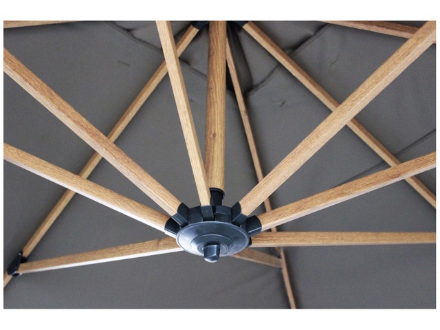 Ombrellone mendel marrone effetto legno palo laterale 3x3 taupe
