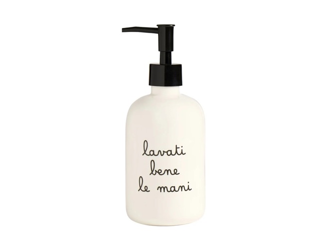 Dosasapone bianco con decoro lavati bene le mani
