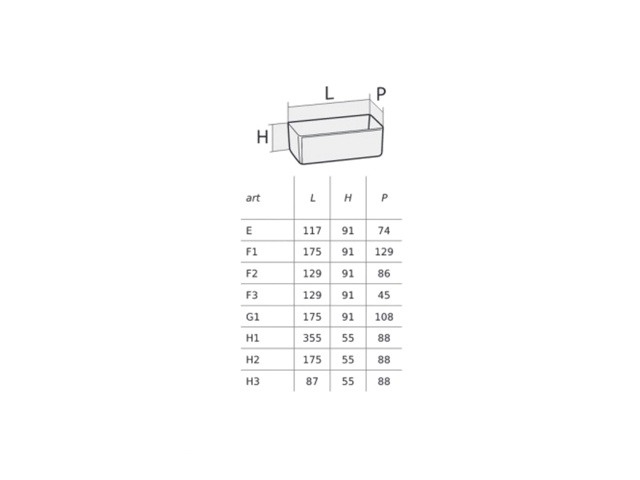 Vaschetta f2 per c-maxi "f" e "t/f"