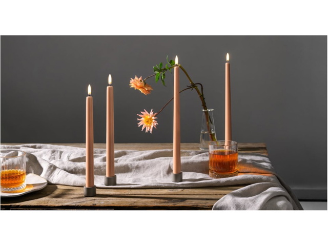 Set 2 portacandele in lega di zinco, oro rosa, 3,2x2,3 cm