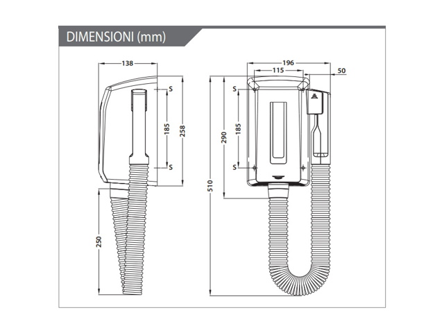 Asciugacapelli da parete, automatico, hr100