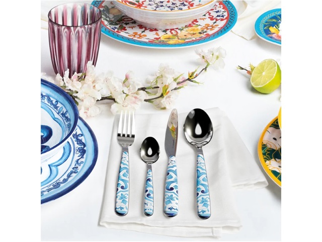 Blues, set 24 posate blu mediterraneo