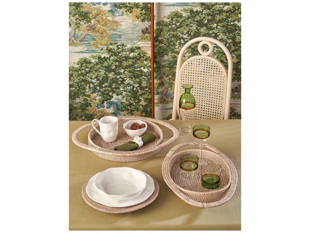 Botanio, vassoio ovale bianco - 54x32,5x5h cm