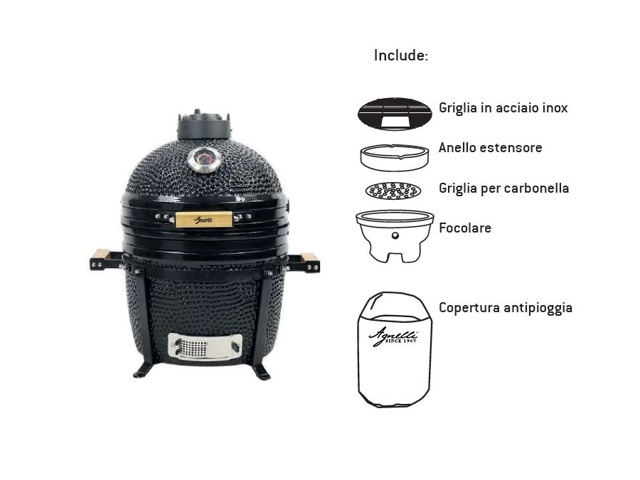 Kamado, barbecue compatto con supporto