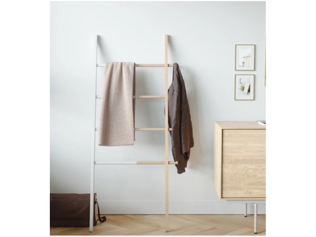 Hub, scaletta porta abiti estensibile bianco/naturale