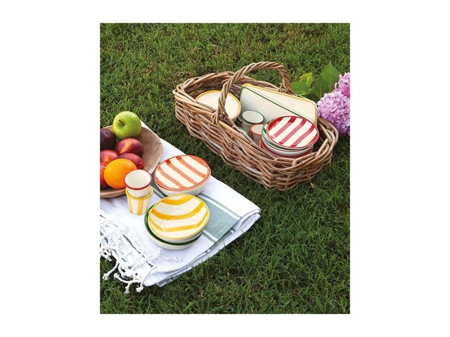 Lido, piatto rettangolare righe viola 26,5x11,5 cm