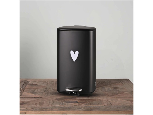 Pattumiera cuore bianco nera 20 lt