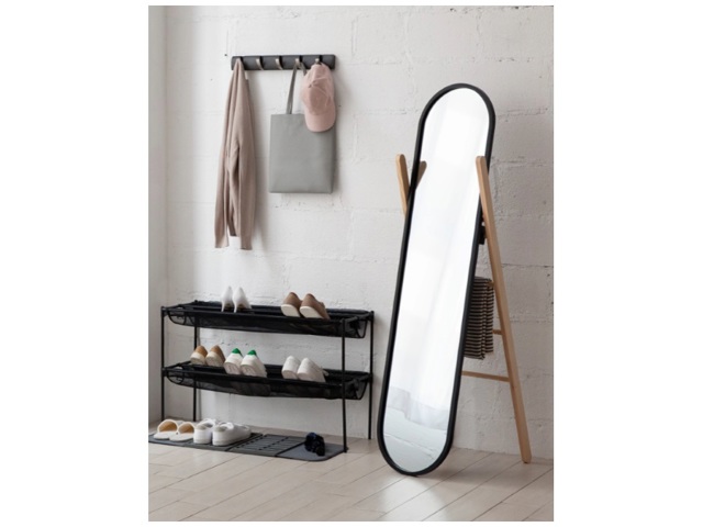 Specchio da pavimento nero/naturale