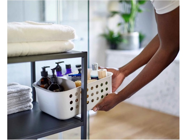 Easystore, cestino portaoggetti da bagno grande ecrù
