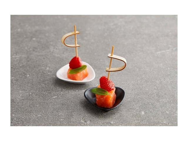 Piattino finger food triangolare in melamina bianco, 6,9x1,5 cm