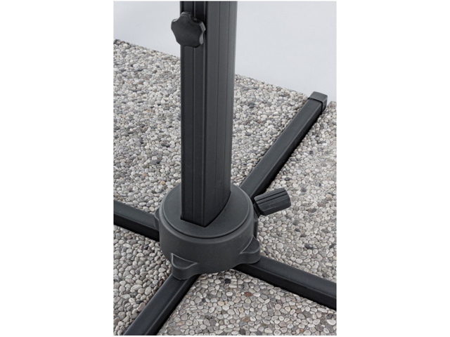 Ombrellone ines con palo laterale antracite, telo grigio chiaro, 3x4 m