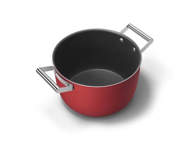 Casseruola antiaderente 2 manici con coperchio ø 26 cm, rosso