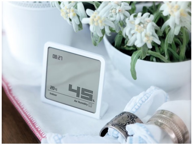 Igrometro/termometro/orologio selina bianco