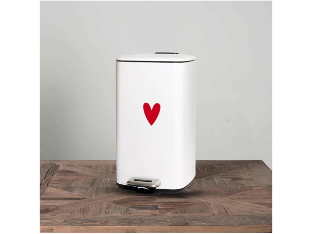 Pattumiera cuore rosso bianca 20 lt