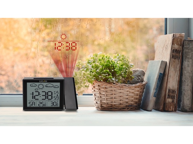 Orologio a proiezione con visualizzazione radiocomandata dell'ora nero - rpw3009