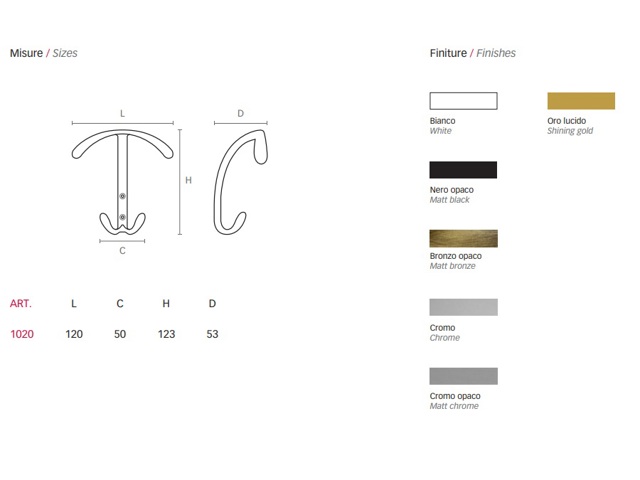 Portabito in zama pressofusa, completo di viti, bianco