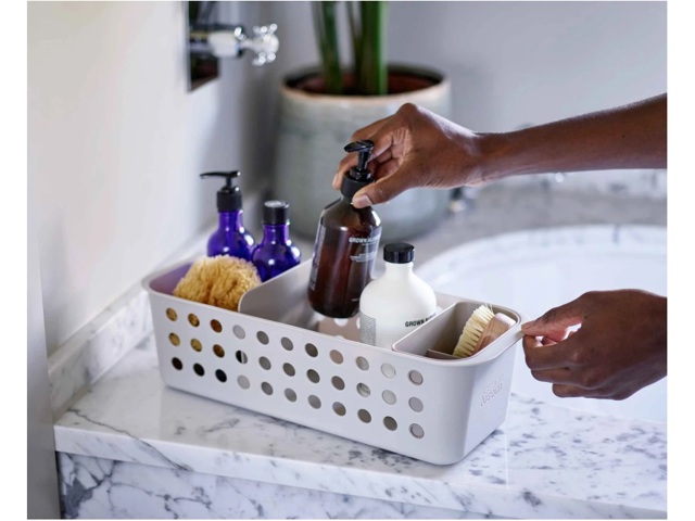 Easystore, cestino portaoggetti da bagno compatto ecrù