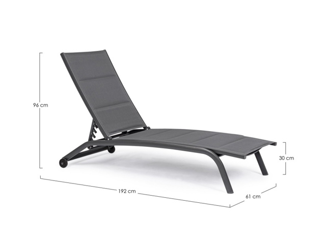 Lettino con ruote cleopas antracite/antracite