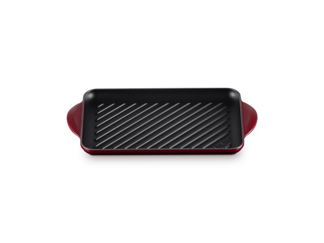 Tradition, grill rettangolare 32x22 cm in ghisa vetrificata - garnet