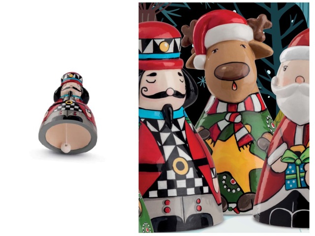 Campanella in ceramica smaltata renna, 10x15 cm