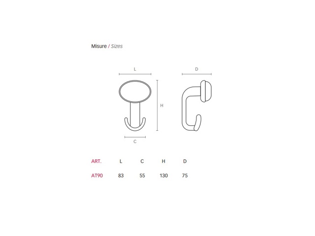Portabito resina con kit di fissaggio a scomparsa, bianco