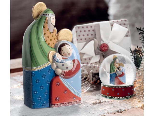 Palla di neve natale con luce e musica presepe, 10x12 cm