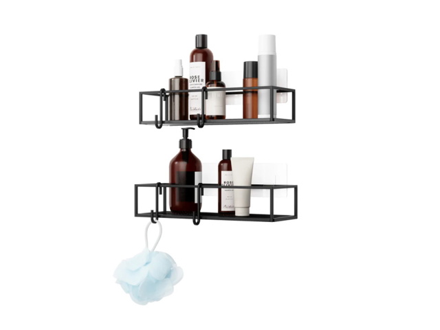 Cubiko, set 2 cestini adesivi per doccia - nero