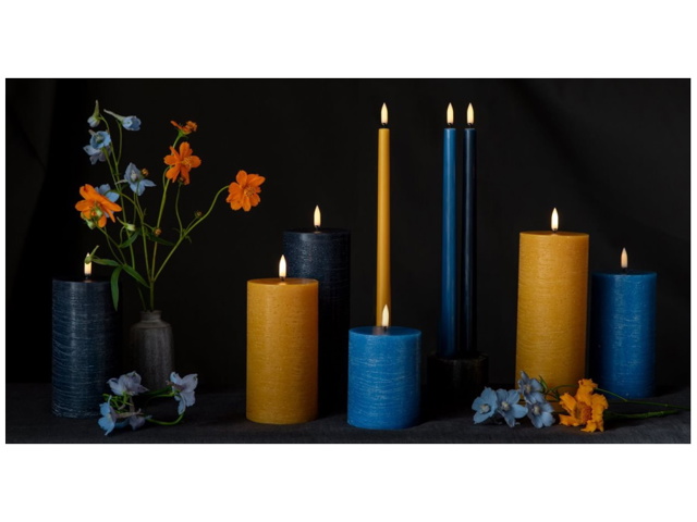 Rustic, candela a colonna, curry yellow, 7,8x20,3 cm