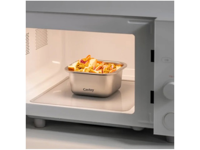 Contenitore quadrato per microonde in acciaio inox - 600 ml