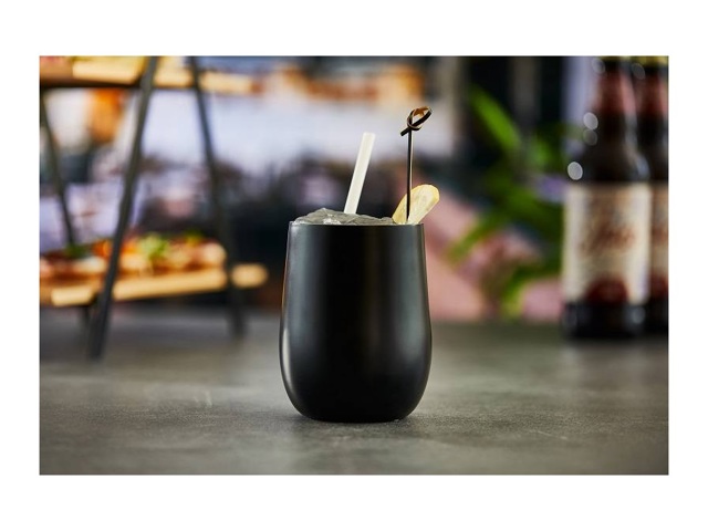 Bicchiere doppia parete in acciaio nero, ø8x11 cm