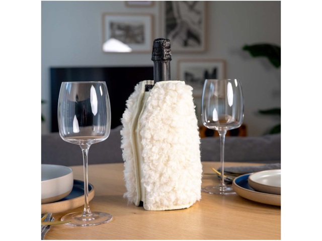 Glacette morbida raffredda bottiglie con eco pelliccia bianco